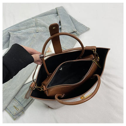 Borsa a Tracolla Grande Capacità da Donna, Nuova Borsa a Mano da Donna di Alta Qualità con Texture, Borsa Grande da Ragazza, Nuova Borsa Versatile da Pendolare con Lettere, Borsa a Tracolla Singola alla Moda, Borsa a Spalla