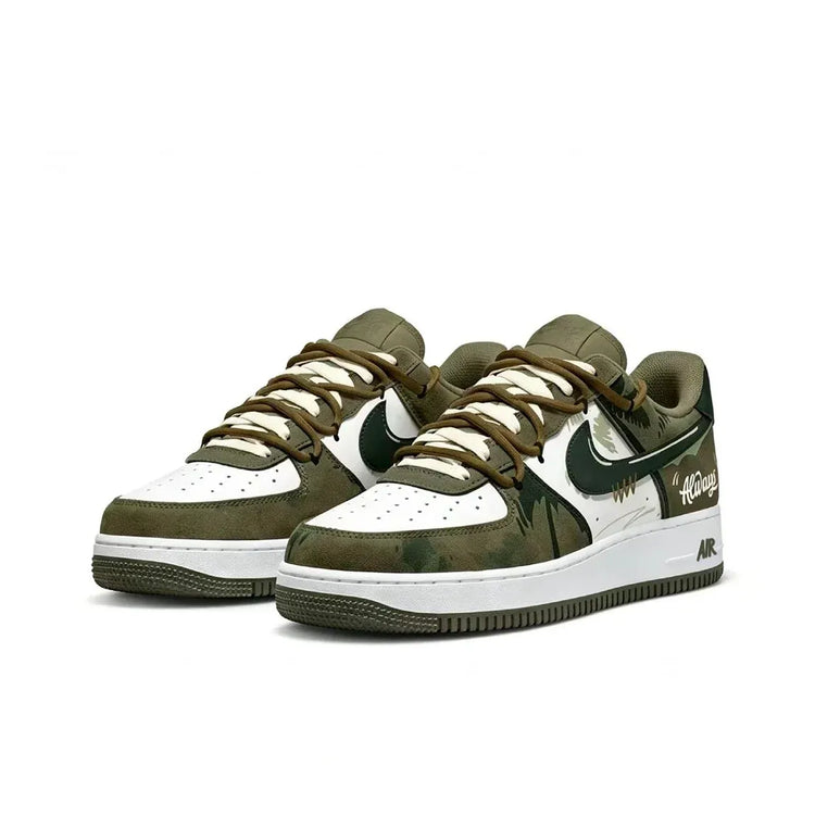 Nike Air Force 1 Forest Journal Synthetic Leather Slip Resistant Cushioning Abrasion Resistant Low top Skateboard Shoes