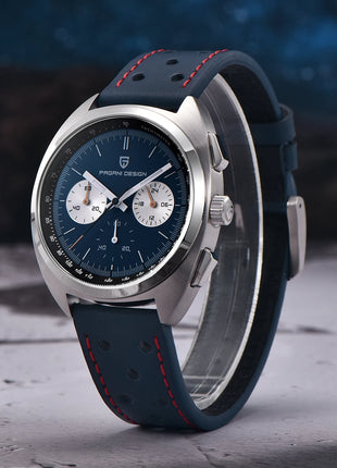 Orologio da Uomo PAGANI DESIGN, Quadrante Blu Retrò, Cronografo al Quarzo, Movimento Giapponese VK63, Vetro Zaffiro, Nuovo Modello 2026 Impermeabile