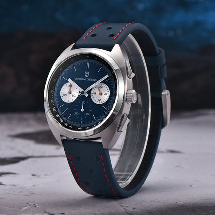 Orologio da Uomo PAGANI DESIGN, Quadrante Blu Retrò, Cronografo al Quarzo, Movimento Giapponese VK63, Vetro Zaffiro, Nuovo Modello 2026 Impermeabile