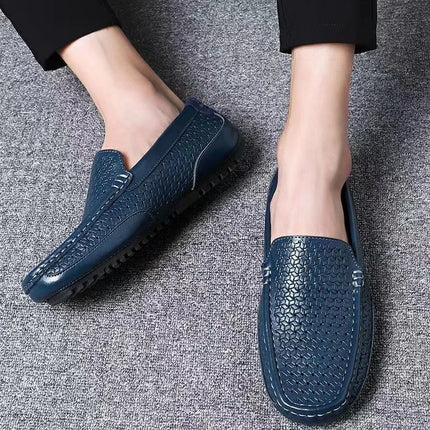 2024 Summer Men Casual Shoes Luxury Brand mocassini da uomo in vera pelle mocassini scavano scarpe da guida traspiranti Slip on