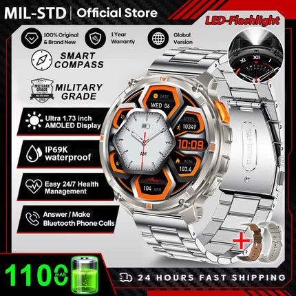 Nuovo T-Rex3 Ultra 1100mAh Batteria Smart Watch GPS Track Bussola IP69K Impermeabile Sport tracker All'aperto Militare Smartwatch platinumshop