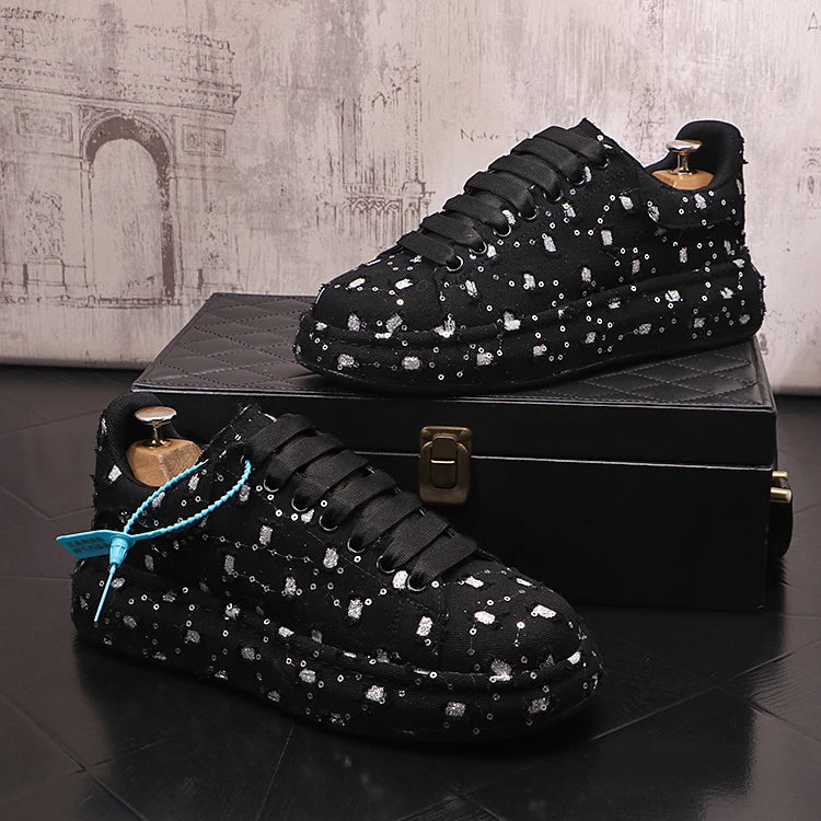 New Fashion Men Embroidery Canvas glitter Loafers Mens Casual Oxford Shoes Wedding Groom Driving Homecoming Business Footwear