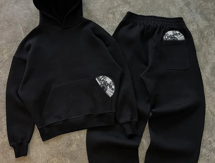2026 Trendy High Street Retro Casual Streetwear Men's Sports Suit Y2K Harajuku Embroidered Hoodie men Hip-hop Loose Sweatpants PlatiNum