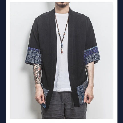New Cotton Linen Shirt giacche uomo 2023Chinese Streetwear Kimono Shirt Coat Casual comodo Cardigan da uomo Plus Size 5XL