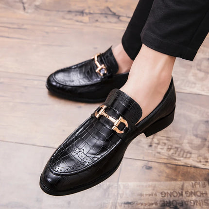 Scarpe Casual in Pelle da Uomo, Mocassini di Design con Fibbia Metallica, Scarpe Eleganti da Uomo per Affari, Nuove Scarpe di Lusso in Pelle