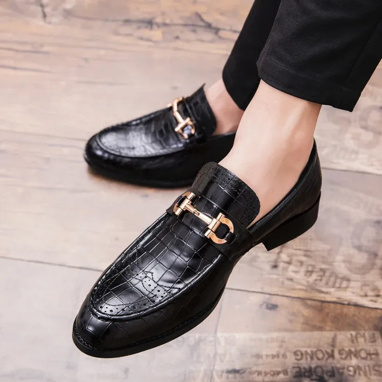 Scarpe Casual in Pelle da Uomo, Mocassini di Design con Fibbia Metallica, Scarpe Eleganti da Uomo per Affari, Nuove Scarpe di Lusso in Pelle