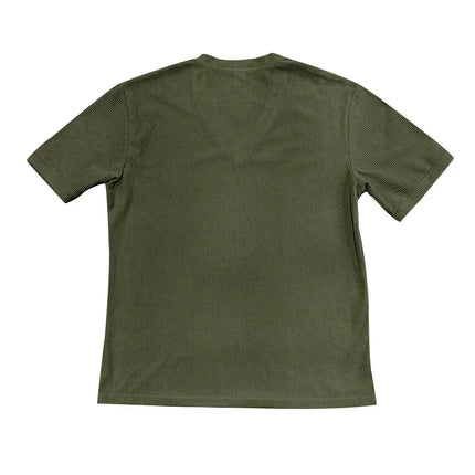 Men's European and American Summer Corduroy Solid Color Slim Casual V-Neck T-Shirt Amazon