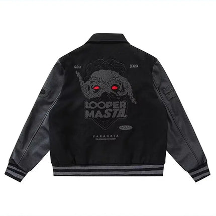 European and American Fashion Y2K Hip Hop Letter Embroidered PU Leather Jackets Couple Loose Leather Jackets Streetwear Men