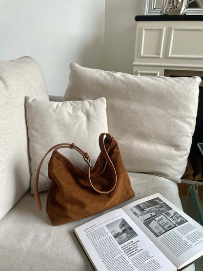 Motingsome Natural Soft Suede Woman Bags Large Capacity Handbag Big Underarm Messenger Bag Shoulder Purse Casual Tote 2025 New