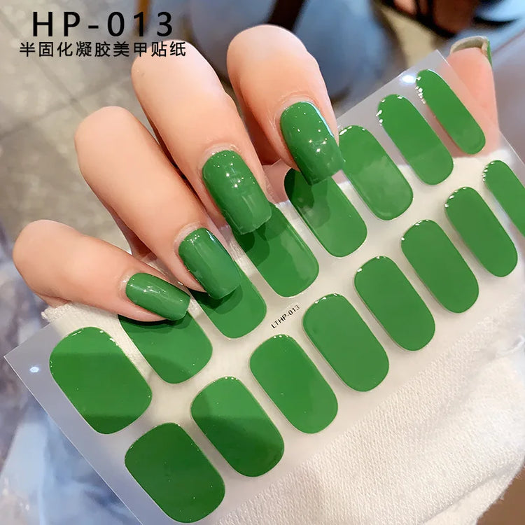 Semi Cured Wraps Fast Gel Nail Sticker Soild Nail Gel Wraps Adhesive Full Cover Gel Nail Decal UV Lamp Cured Manicure Decoration