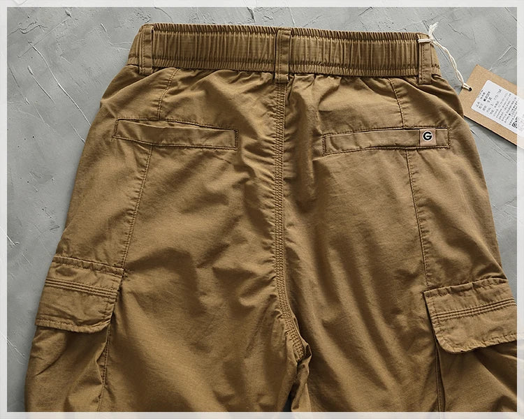 Men's corset casual pants loose 3D vertical cut retro military style outdoor scratch resistant multi-pocket cargo pants