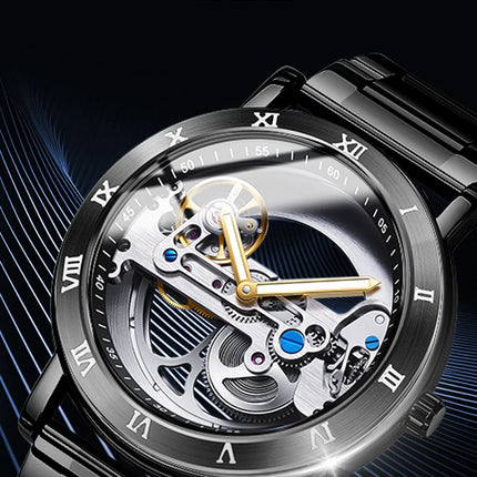 AKDPN Men's Watches Automatic Mechanical Stainless Steel Men's Wrist Watch Skeleton Automatic Watches for Man Watch Montre Homme