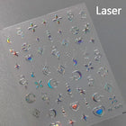 Punk Glitter Powder Blue Pink Star Charm Laser Silver Gold Starlight Rhinestones Moon DIY Nail Art Stickers Manicure Tool Decals