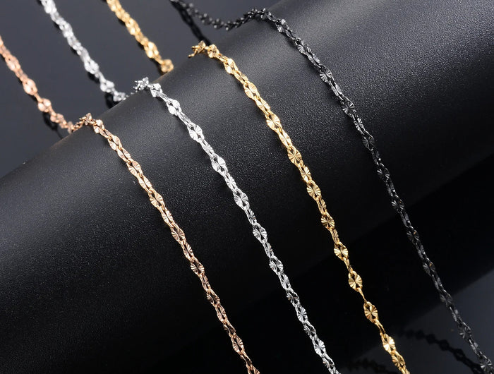 Yadreva Catena con labbra in rilievo Collana sottile in acciaio inossidabile da 2,5 mm Accessori per gioielli impermeabili con maglie fatte a mano PlatiNum