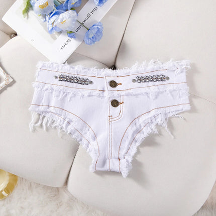Womens Low Waist Denim Jeans Shorts Hottie Sexy Nightclub Mini Shorts Pants Jeans Slim Young Ladies White Pole Dance Hotpants PlatiNum