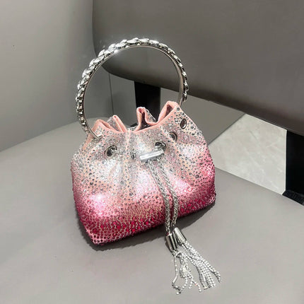 Handle Rhinestones Evening clutch Bag Purses and handbag luxury Designer shoulder bag Shiny Crystal Clutch purse bucket bag PlatiNum