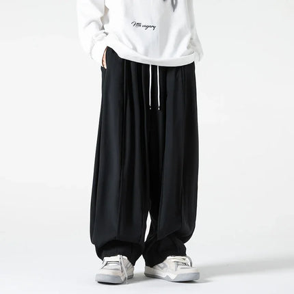 Pantaloni a Gamba Dritta da Uomo, Casual e alla Moda, con Vita Alta Elasticizzata, Stile Harajuku, Larghi, Streetwear, Taglie Fino a 5XL