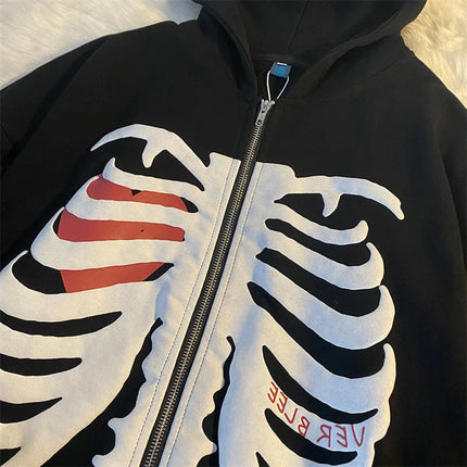 New Hoodies Women Vrouwen Gothic Zwart Zip Up Oversized Sweatshirt Dames Retro Harajuku Capuchon Streetwear Tops