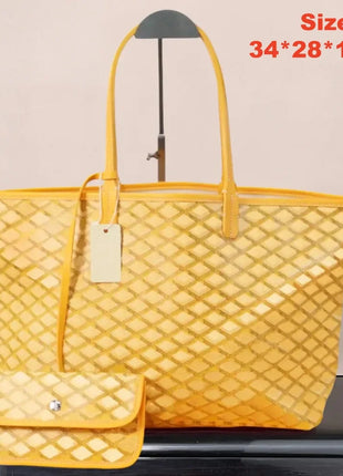 Borsa tote da donna in vera pelle da 34 cm, borsa alla moda, set da 2 pezzi con mini portafoglio in pelle abbinato per lo shopping quotidiano