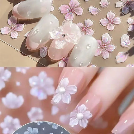 New Hipster Pure White Flowers Rose Spring Lily Camellia Daisy Jelly Cherry Blossom Nail Art Stickers Manicure Decals ZJT11