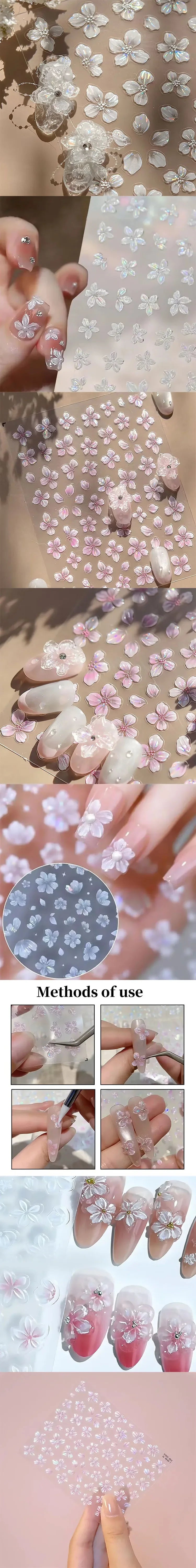 New Hipster Pure White Flowers Rose Spring Lily Camellia Daisy Jelly Cherry Blossom Nail Art Stickers Manicure Decals ZJT11
