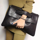 Fashion evening bag, elegant and exquisite, vintage PU leather clutch bag, large capacity wristlet handbag women's wallet envelo PlatiNum