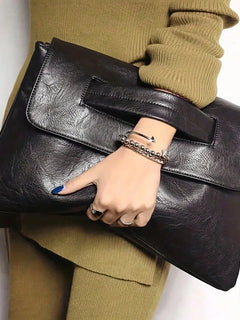 Fashion evening bag, elegant and exquisite, vintage PU leather clutch bag, large capacity wristlet handbag women's wallet envelo