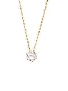 E.B.belle  Stainless Steel PVD Plated 3A Zircon Stone Crown Pendant Necklace Ladies Minimalist Weddng Party Crystal Necklace