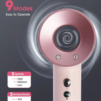 Advanced 5-in-1 Hair Dryer and Styler Set by Don Feliz with 1600W Power, Ionic Function, Real-time Temperature Control, Cool Shot, Magnetic Nozzles, Fast Drying, Anti-Tangle Design for Professional Styling at Home or Travel.