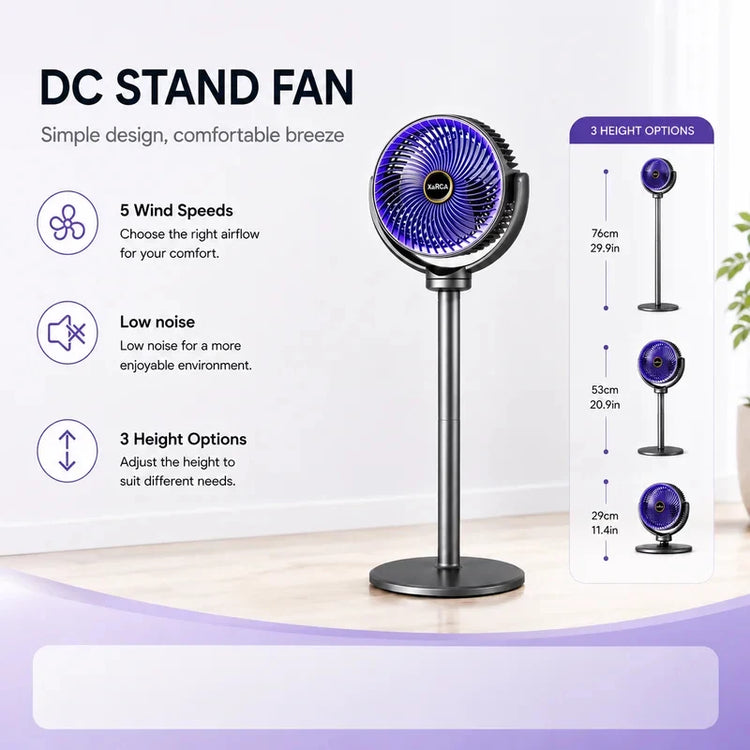 Ventilatore Turbo 3-in-1 per Circolazione d'Aria Domestica, Ventilatore da Terra e da Tavolo Retrattile con Telecomando, Ventilatore Portatile per Ufficio e Camera da Letto