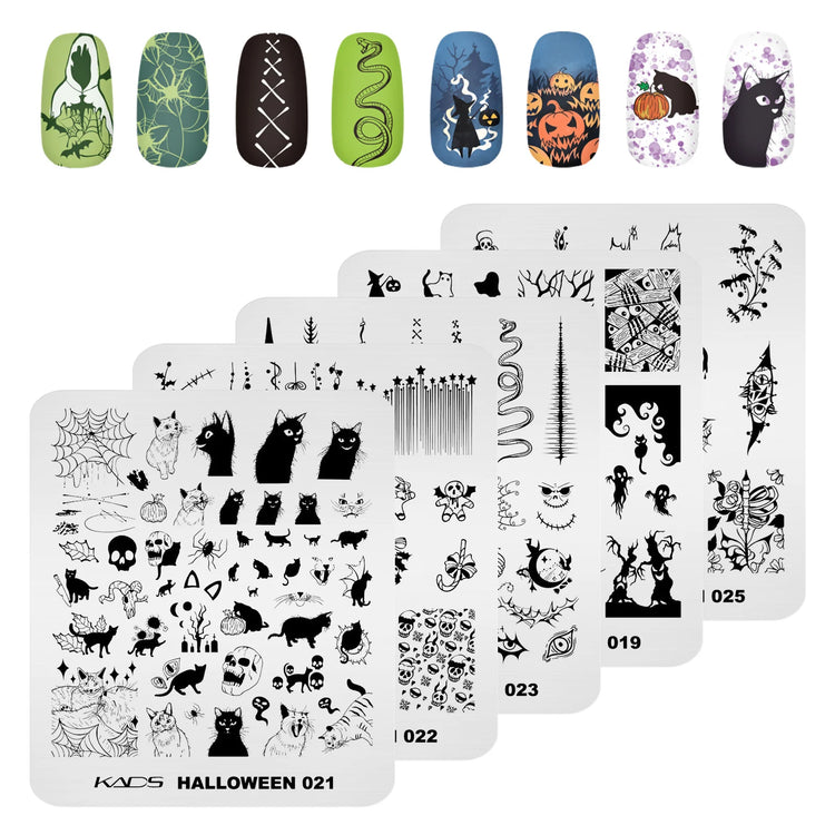 KADS Halloween Nail Stamping Plates skull Pumpkin Bat Template Stencils Nail Art Stamp Image Plate Manicure Nail Print Tool