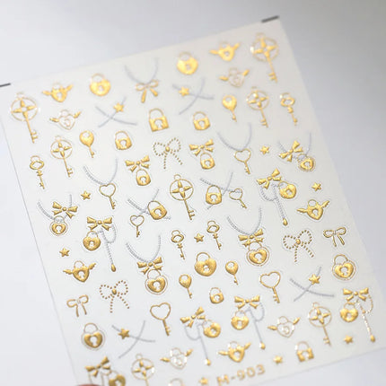 Gold Silver Metal Nail Stickers Dark Retro High-end Cross Nail Art Accessories Sticker Back Blue Nails 3D Decorations Decals DIY