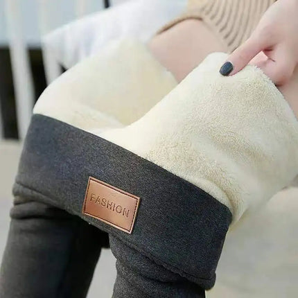 Winter Thicken Warm Leggings Women Lamb Cashmere Joggers High Waist Fleece Elastic Tights Warm Tights Pants Slim Velvet Legging PlatiNum