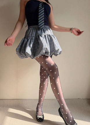 Calze in Seta a Pois Grandi Colorate, Sexy Stampa a Pois, Ultra Sottili, Collant da Donna, Accessori per Gonna JK
