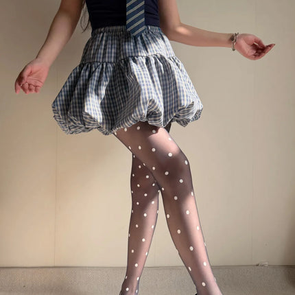Colorful Large Polka Dot Silk Stockings, Sexy Polka Dot Print, Ultra-Thin, Women's Tights, JK Skirt Accessories