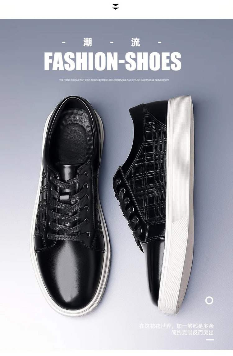 Daily Men's Luxury Brand Shoes Casual Blue Black Sneakers Shoes Man Lace-up Comfortable Leather Flat Shoes