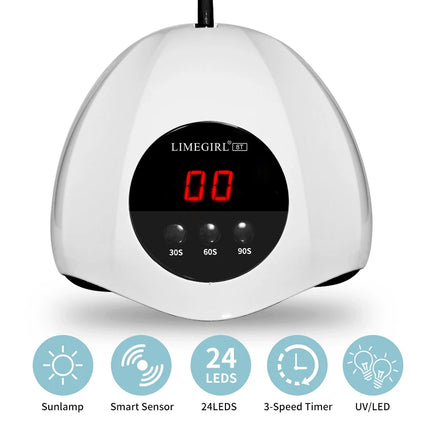 LIMEGIRL Rofessional 24LED Nail Lamp with LCD Display & Sensor Suitable for /LED Nail Polish, 4 Timer Settings, Instant Nail Dryer for Gel Polish, Lamp for Home Salon, Nail Glue Tool, No Adapter Required Gift for DIY