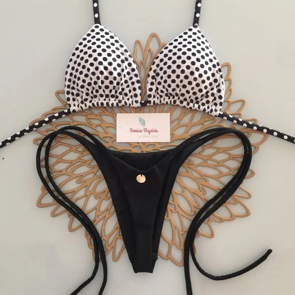 Women's 2026 Push-Up Micro Bikini - Floral Print and Solid Color Halter Brazilian Bikini Set - Beach Swimwear