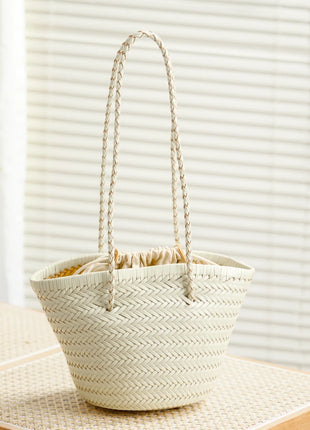 Borsa a secchiello intrecciata a mano 2026 in vera pelle, borsa a tracolla vintage da donna per uso quotidiano, pendolarismo e vacanze
