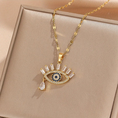 1 pezzo di collana cava con occhio del diavolo con zirconi colorati micro-intarsiati, gioielli eleganti e semplici, regalo per gli amici