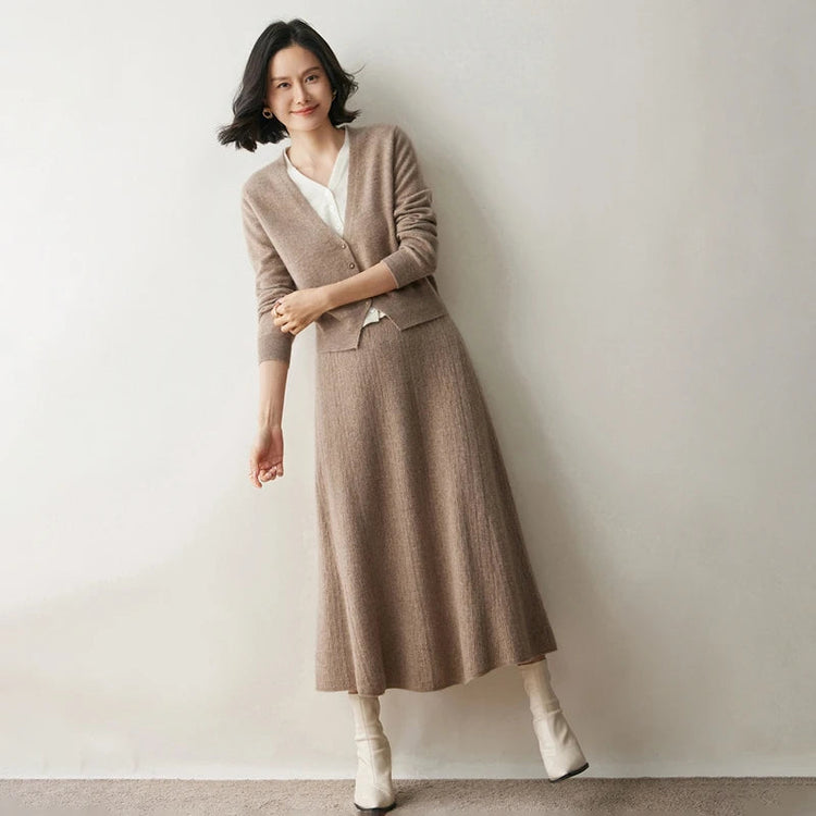 Choice New 100% Cashmere Skirt Women Long Skirt Autumn Winter Office Lady Soft Cashmere A Line Skirt Simple Grace Cashmere Dress PlatiNum