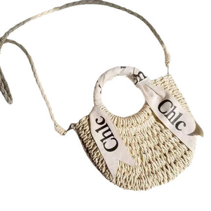 Woven Rattan Beach Bag, Women's Summer Bag, Shoulder Bag, Basket Bag, Single Shoulder Bag, Soft Polyester Material