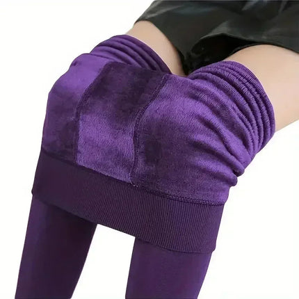 Fleece Lined Tights Women Winter Thermal Leggings Polar Skin Black Opaque Stockings Thick Warm Pantyhose Colorful Leg Warmers PlatiNum
