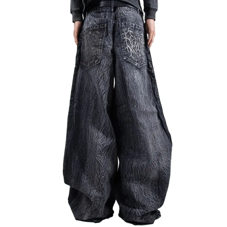 Y2K Retro Oversize Baggy Pantaloni lavabili unisex Phantom Jeans Uomo High Street Spider Toppa ricamata Hip Hop Streetwear Gotico