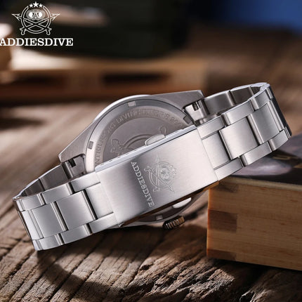 ADDIESDIVE Top Brand Automatic Watch For Men Sapphire Glass Unique Bark Texture Waterproof Luminous Mechanical Watch New AD2075