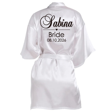 Nome personalizzato Data Accappatoio da sposa Abito da sposa in seta sintetica Sposa Damigella d'onore Abiti da sposa Donna Addio al nubilato
