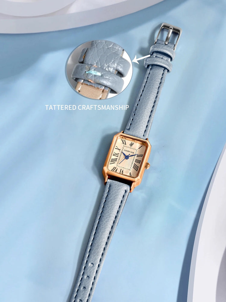 LUCKY FOX 2 pezzi confezione regalo di lusso leggera set braccialetto orologio orologio al quarzo quadrato da donna semplice e alla moda regalo del festival Reloj platinumshop
