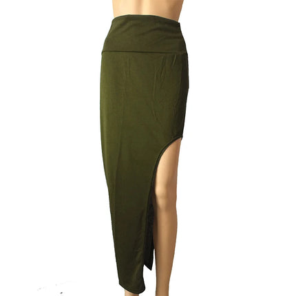 Modische geteilte Röcke Sexy lange Röcke für Damen Offener seitlicher Schlitzrock High-Waist-Rock mit hohem Schlitz Schwarz