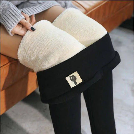 Winter Thicken Warm Leggings Women Lamb Cashmere Joggers High Waist Fleece Elastic Tights Warm Tights Pants Slim Velvet Legging PlatiNum